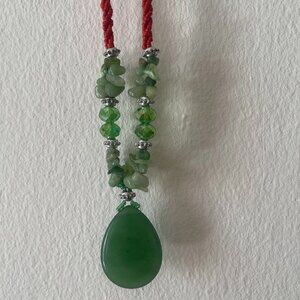 Jade Necklace on Red Rope Chain